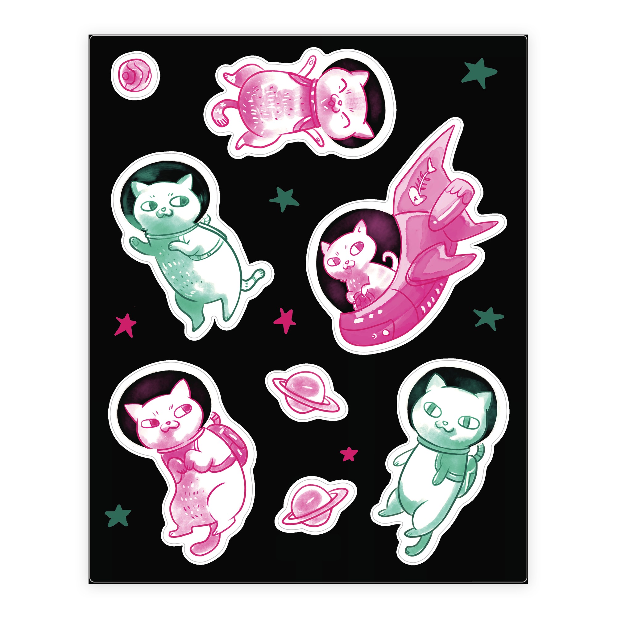 Space Cat Sticker And Decal Sheets Lookhuman