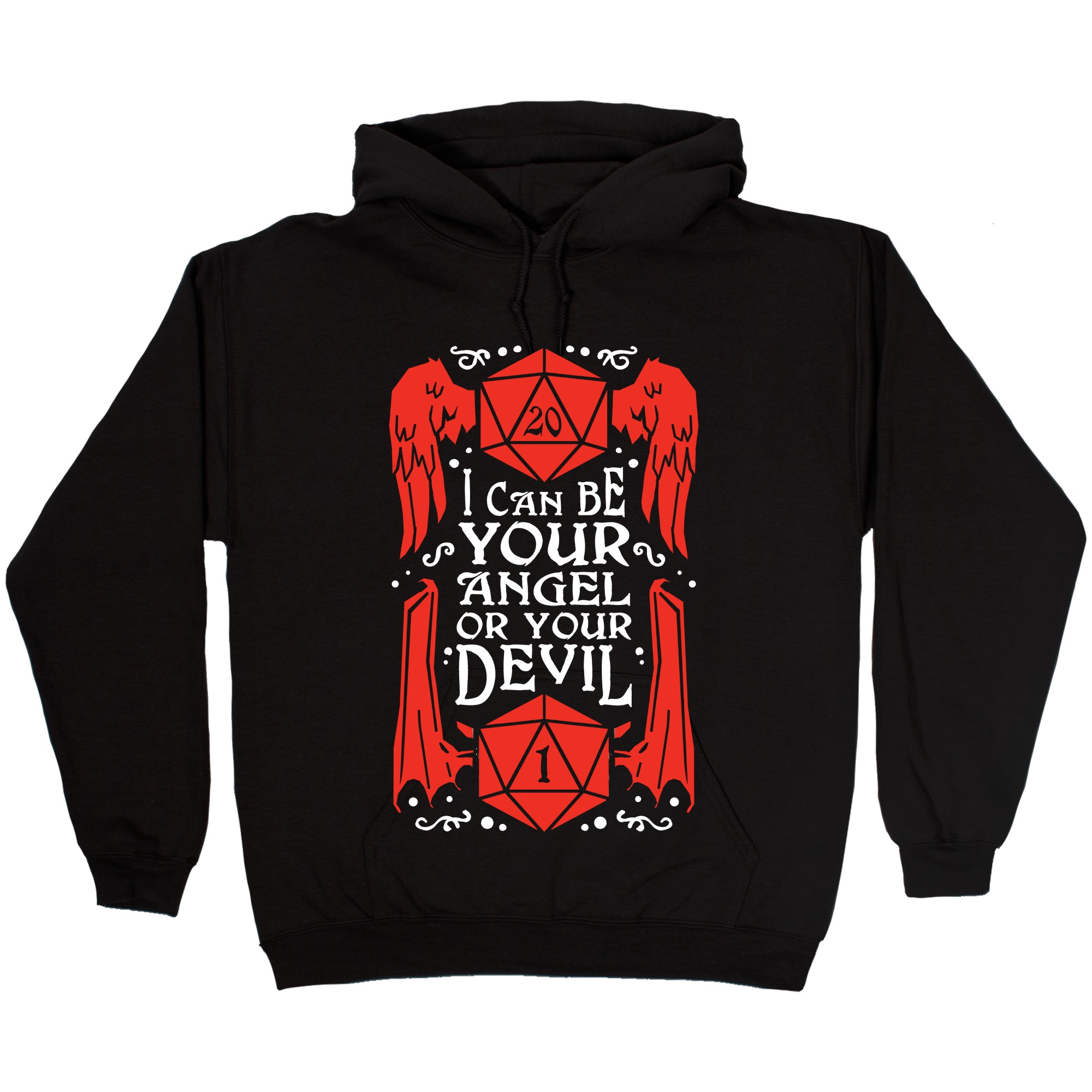 angel and devil hoodie black and red