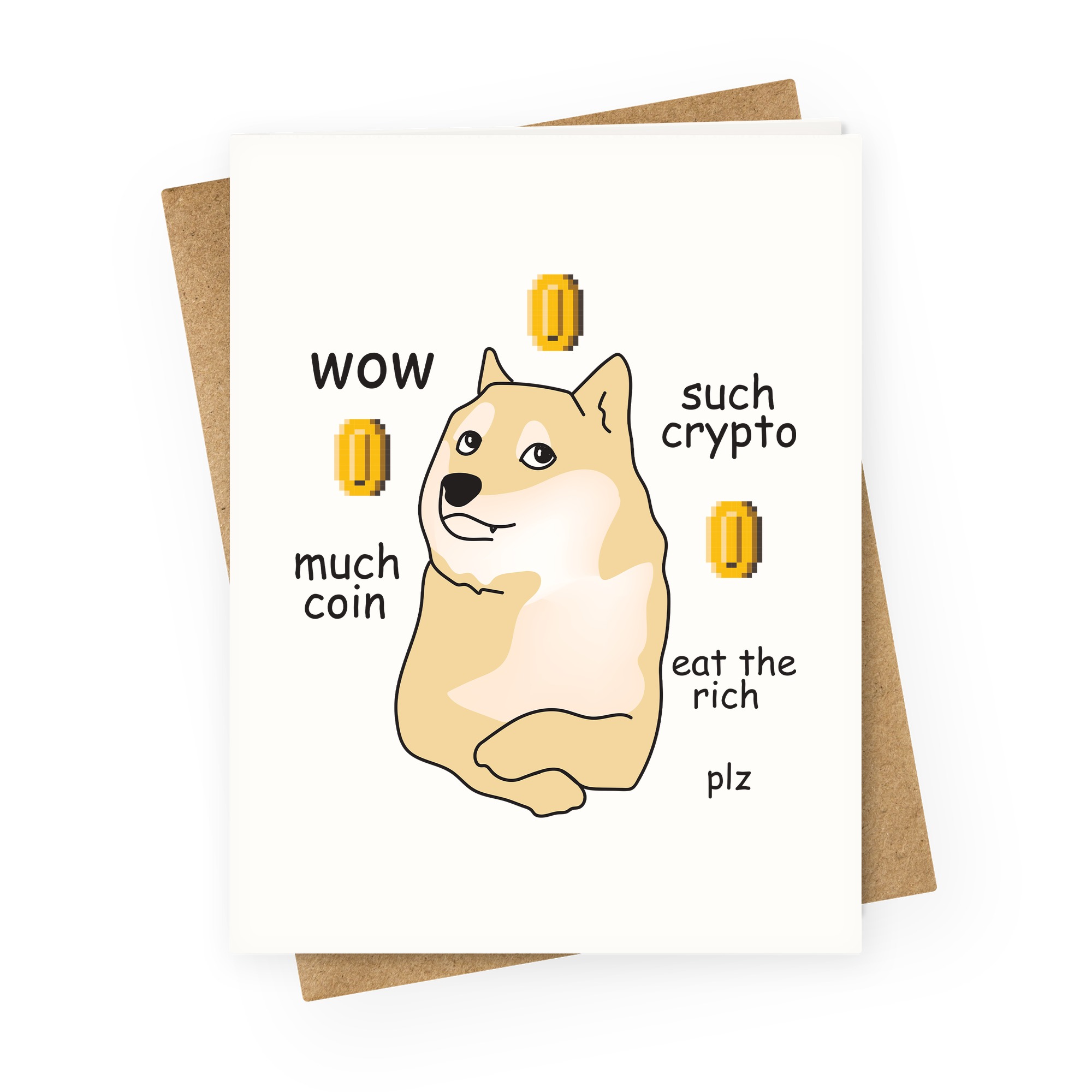 Dogecoin Parody Greeting Cards Lookhuman