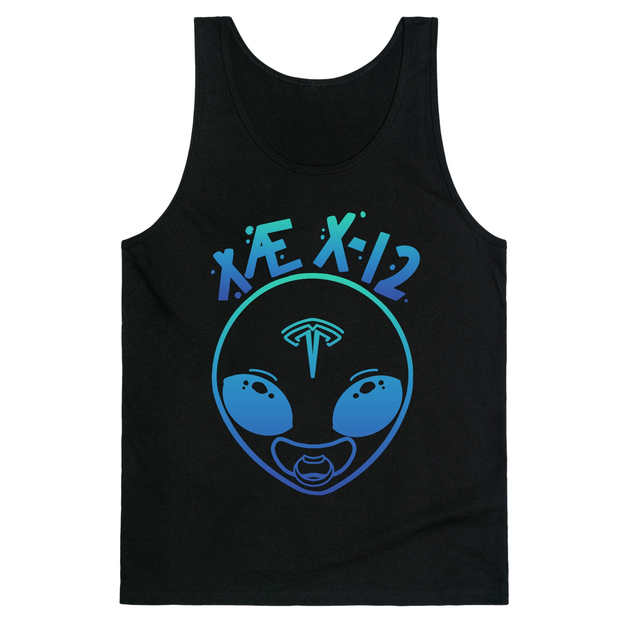 X Ae X 12 Elon Musk Alien Baby Blue Gradient Tank Tops Lookhuman