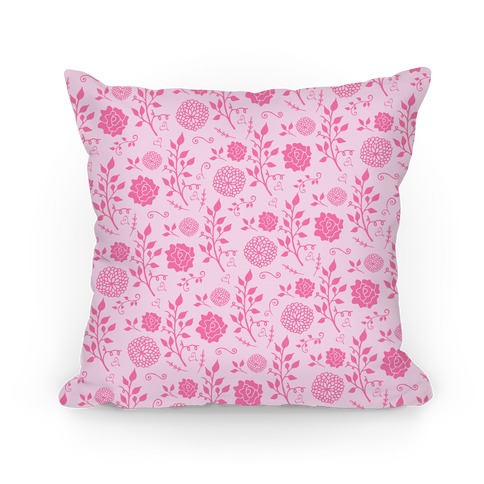 Pink Whimsical Floral Pattern Pillow