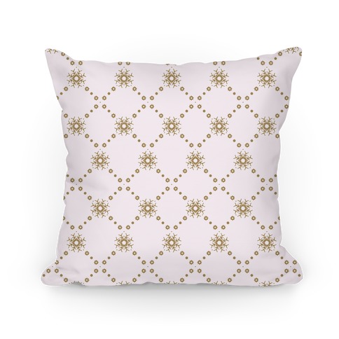 White and Gold Snowflake Pattern Pillow