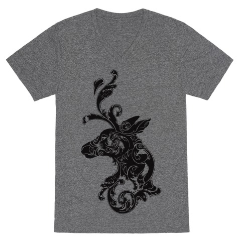 Decorative Deer Head V-Neck Tee Shirt