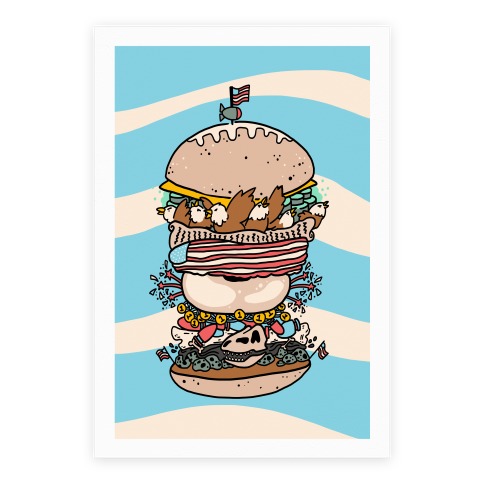 'Merican Double Decker Declaration of Food Freedom Burger Poster