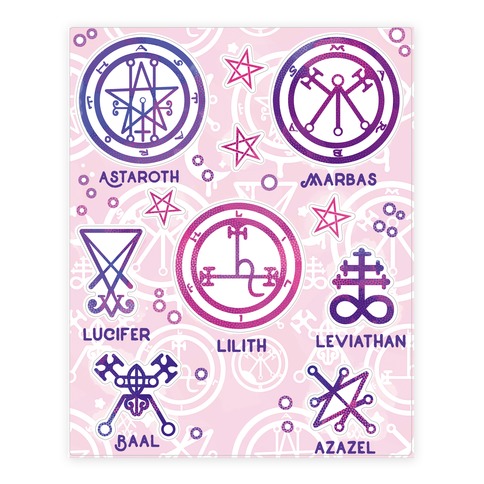 Pastel Goth Demon Sigil  Stickers and Decal Sheet