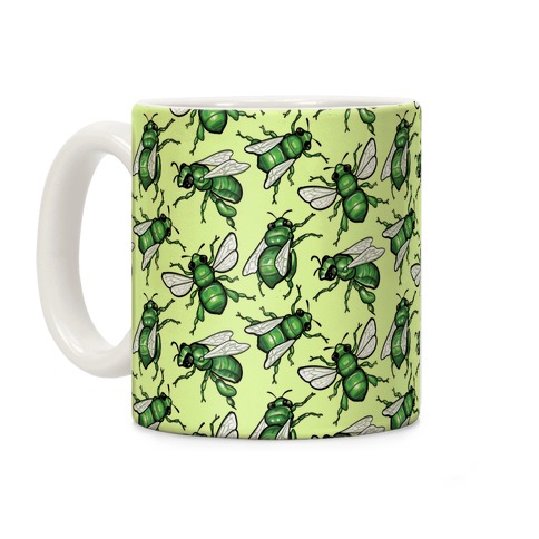 Green Orchid Bee Pattern Coffee Mug