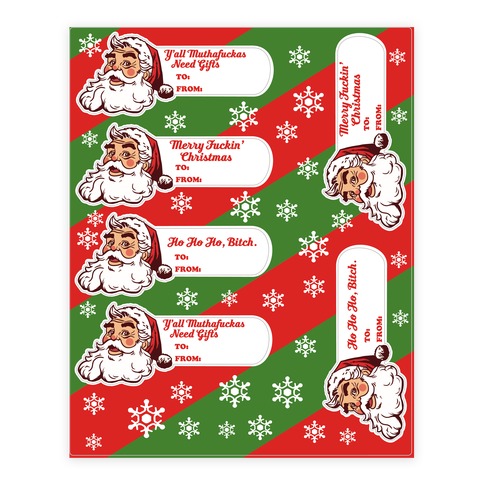 Rude Santa Gift Tag Sticker Lookhuman
