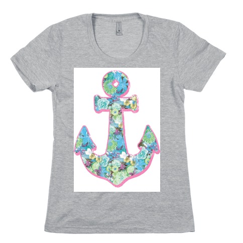 Floral Anchor (Aqua) Womens T-Shirt