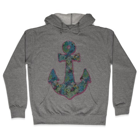 Floral Anchor (Aqua) Hooded Sweatshirt