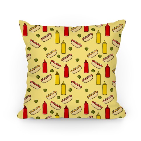 Hot Dog Pattern Pillow
