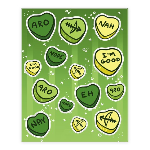 Aromantic Conversation Hearts Stickers and Decal Sheets | LookHUMAN