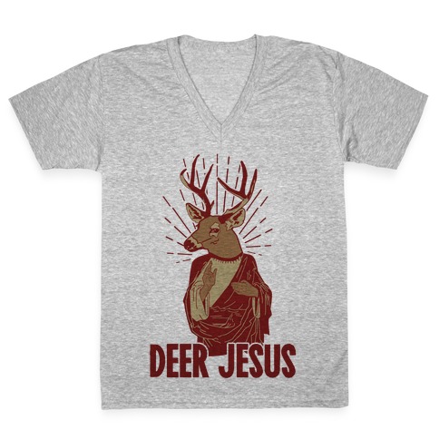 Deer Jesus V-Neck Tee Shirt