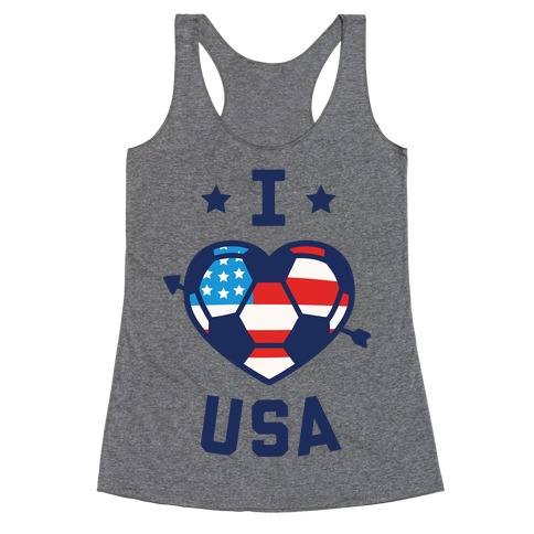 I Love USA (Soccer) Racerback Tank Top