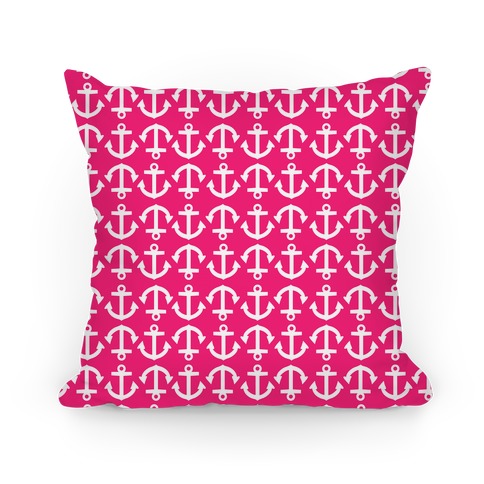 Anchor Pattern Pink Pillow