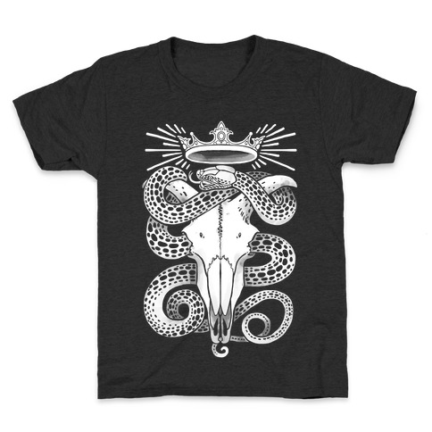 Crowned Serpent Goat Skull Kids T-Shirt