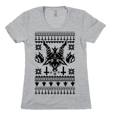 Baphomet Ugly Christmas Sweater  Womens T-Shirt
