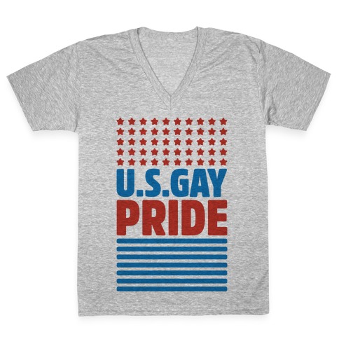 USA Gay Pride V-Neck Tee Shirt