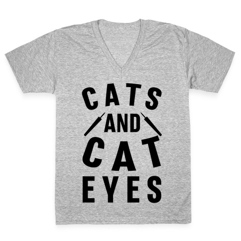 Cats and Cat Eyes V-Neck Tee Shirt