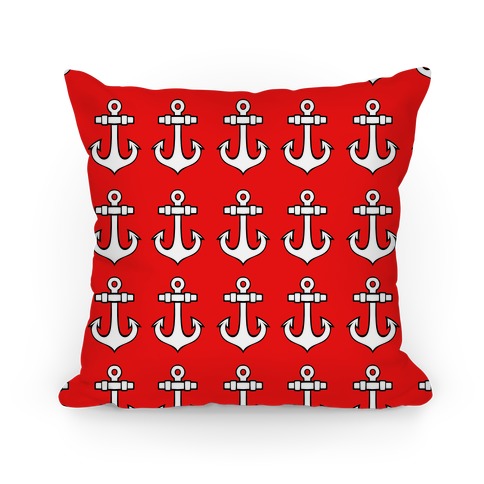 Red Anchor Pattern Pillow