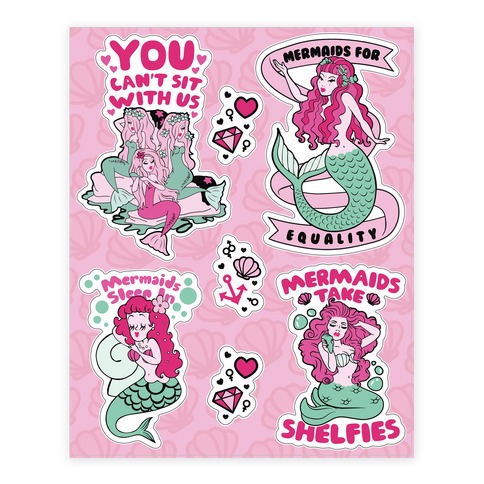 Sassy Mermaid Stickers and Decal Sheet