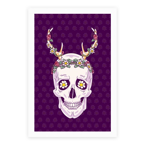 Flower Crown Skull Poster