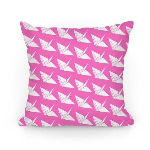 Pink Origami Crane Pattern Pillow