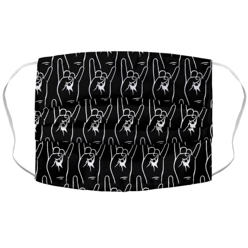 Sign of the Horns Black and White Pattern Accordion Face Mask