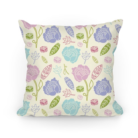 Floral and Leaves Pattern Pillow