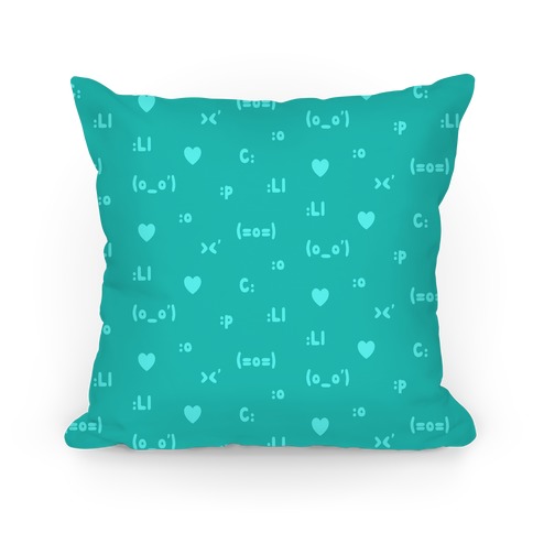 Emoji Teal Pattern Pillow