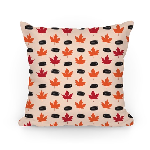 Hockey Pucks and Fall Leaves Pattern Pillow