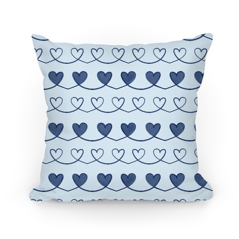 Blue Heart Doodle Pattern Pillow