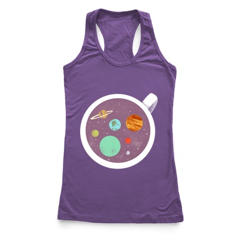 Coffee & Space Planets Racerback Tank | LookHUMAN