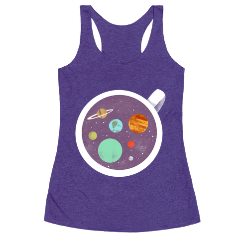 Coffee & Space Planets - Racerback Tank Tops - HUMAN