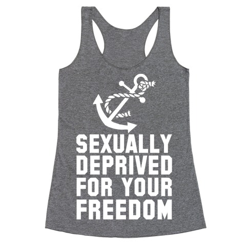 Sexually Deprived For Your Freedom (Navy) Racerback Tank Top