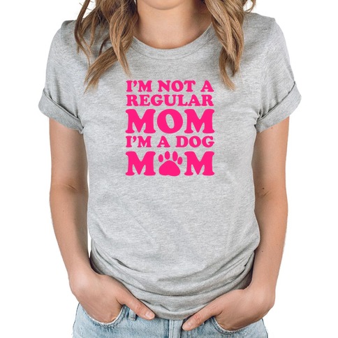 Dog Mom Logo Womens 100% Ringspun Cotton Crew Neck T-shirt