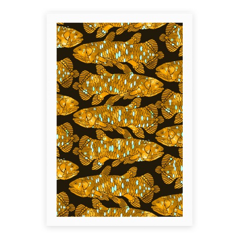 Geometric Jeweled Coelacanth Fish Poster