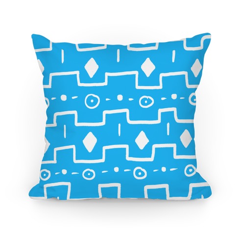 Blue Tribal Doodle Pattern Pillow