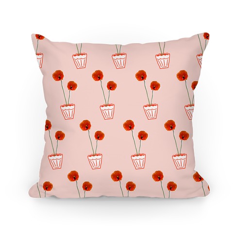 Poppy Flower Pattern Pillow