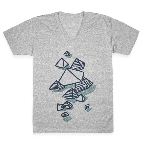 Geometric Pyramids V-Neck Tee Shirt