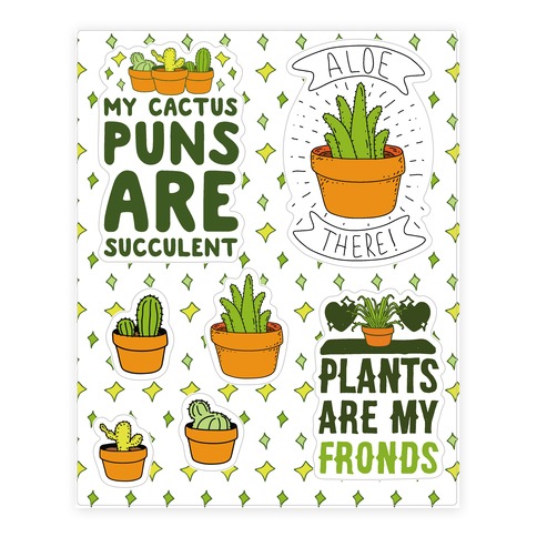 Succulent Plant Puns Stickers and Decal Sheet