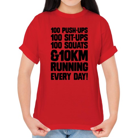 100 push-ups 100 sit-ups 100 squats 10 km run shirt-TH – TEEHELEN