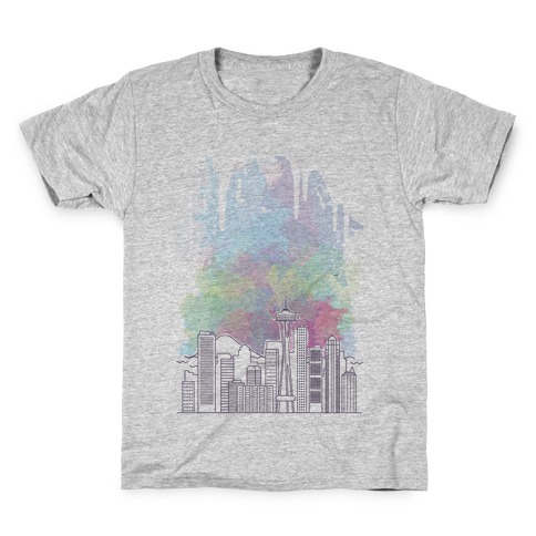 Seattle Graphic Watercolor Cityscape Kids T-Shirt