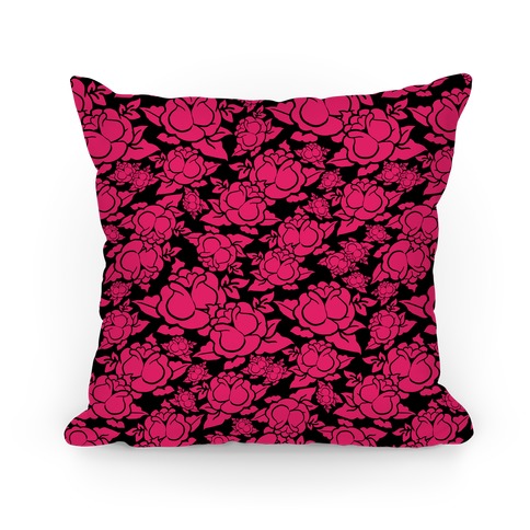 Pink and Black Rose Pattern Pillow