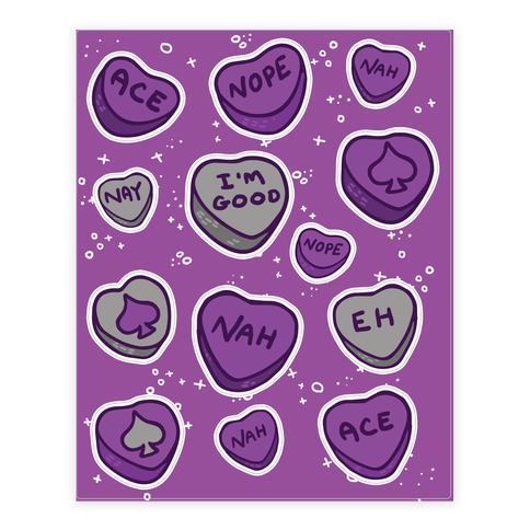 Asexual Conversation Heart Stickers and Decal Sheet