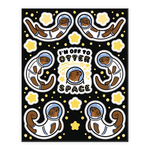 Otters In Space Stickers and Decal Sheet