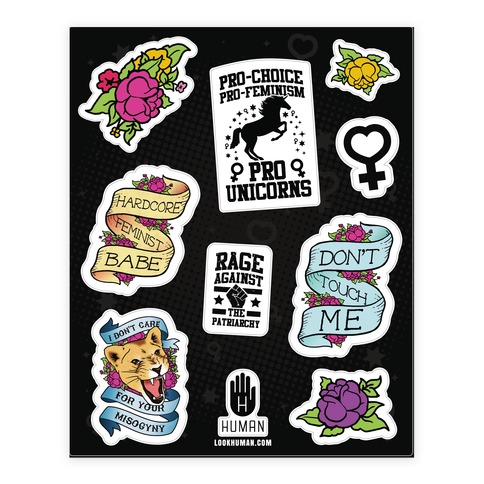Sassy Feminist Tattoo Stickers Pt. 2 Stickers and Decal Sheet