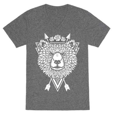 Indie Warrior Bear V-Neck Tee Shirt