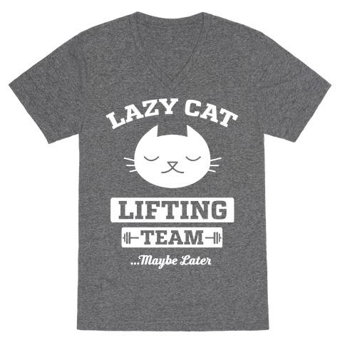 Lazy Cat Lifting Team V-Neck Tee Shirt
