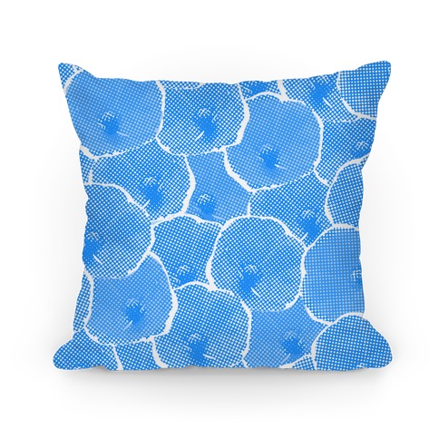 Blue Poppy Flower Pattern Pillow