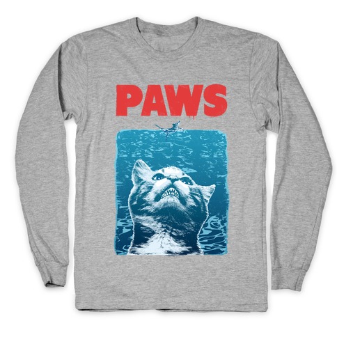 PAWS (Jaws Parody tee) Long Sleeve T-Shirt